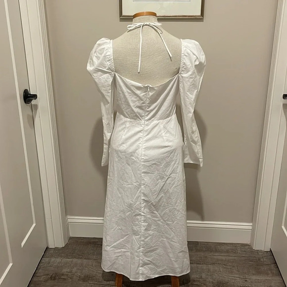NWT!! ASTR - The Label White Cotton Puff Sleeves Midi Dres - Size Medium - Picture 5 of 10